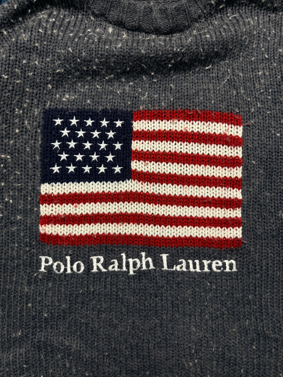 Polo Sports Grey Flag Pure Wool Crewneck Sweater - M