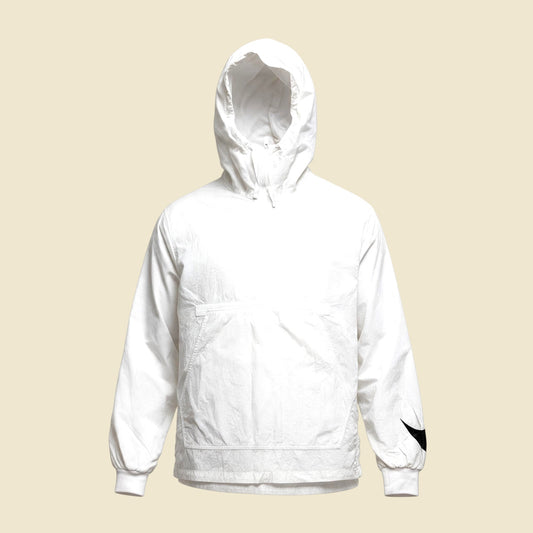 Nike White Hooded Parachute Pullover Jacket - L