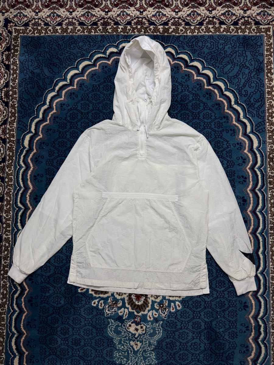 Nike White Hooded Parachute Pullover Jacket - L