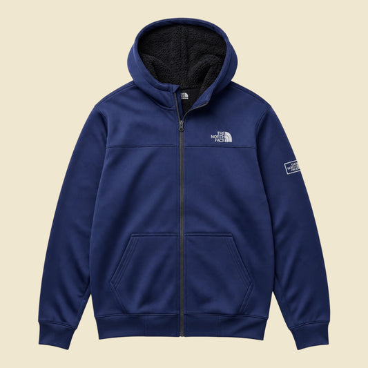 The North Face Navy Blue Fleece Hooded Jacket - M