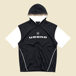 Umbro Black & White Half Sleeve Pullover Hooded Jacket Faded - XXL