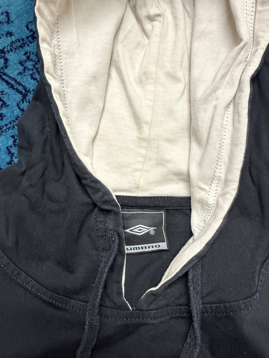 Umbro Black & White Half Sleeve Pullover Hooded Jacket Faded - XXL