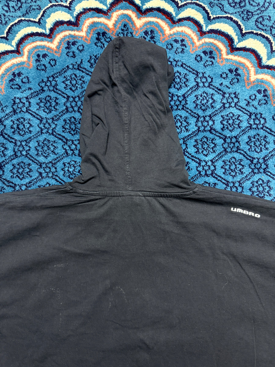 Umbro Black & White Half Sleeve Pullover Hooded Jacket Faded - XXL