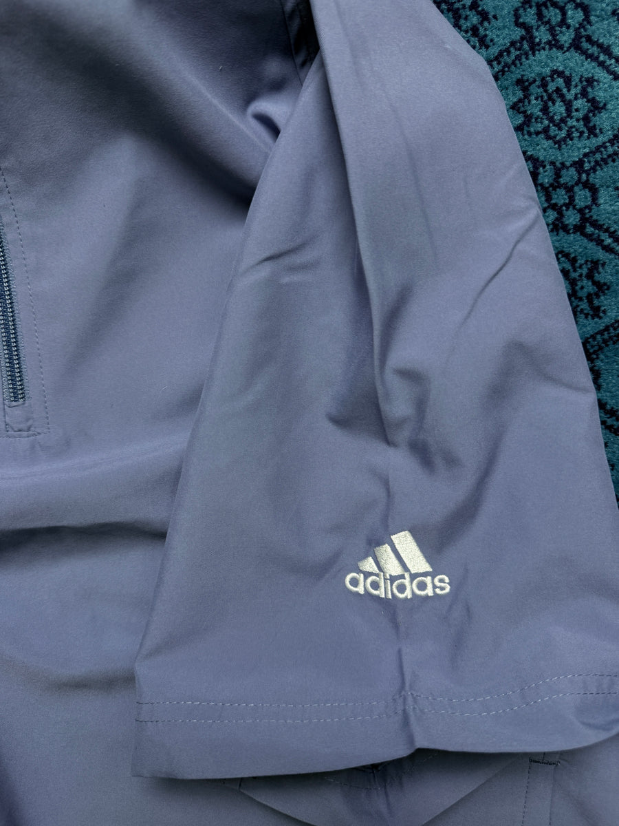 Adidas Light Blue Half Sleeve Parachute Pullover Loose Fit Track Jacket - M