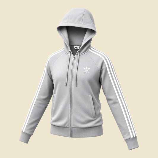 Adidas Grey Zipper Hooded Jacket - S