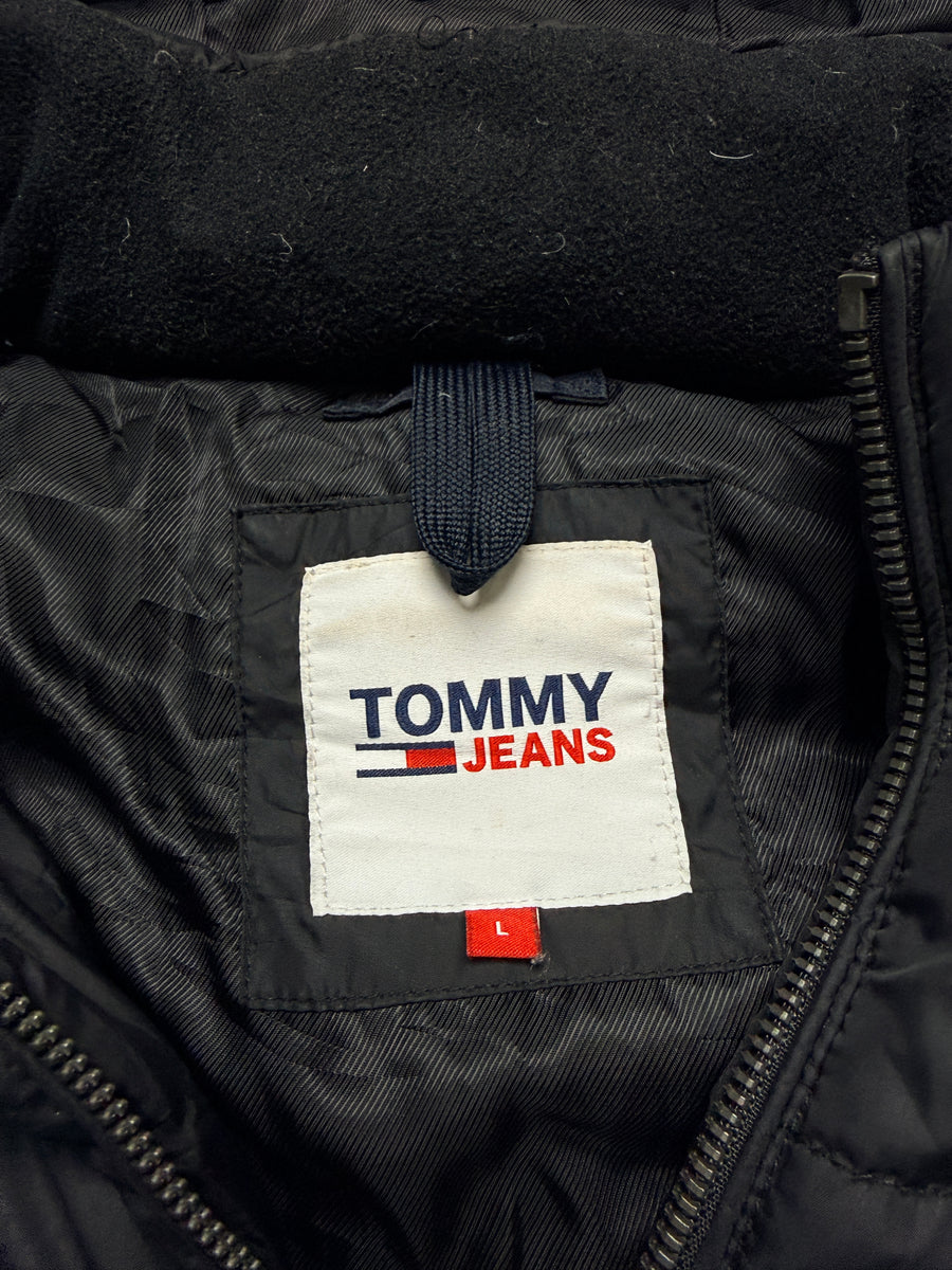 Tommy Jeans Black Long Puffer Jacket - L