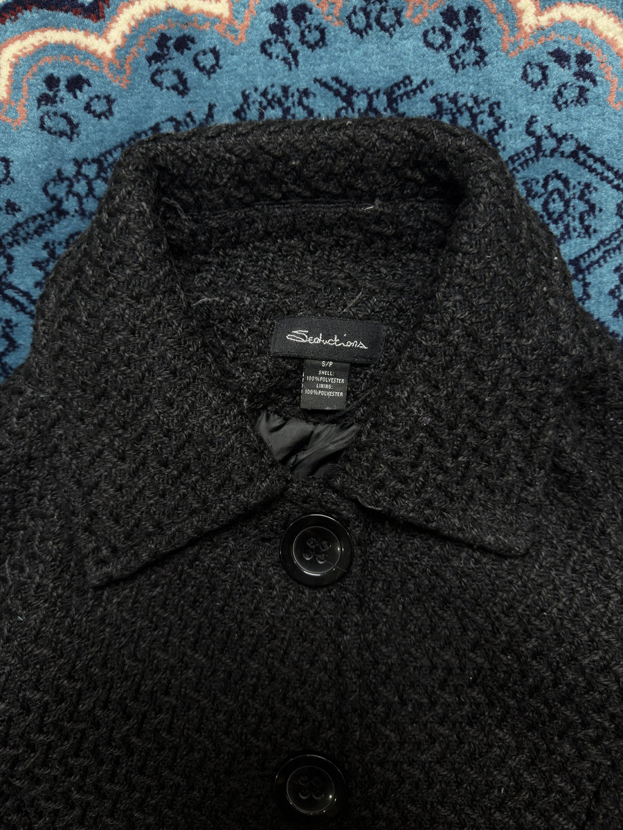 Seductions Black Textured Coat - S