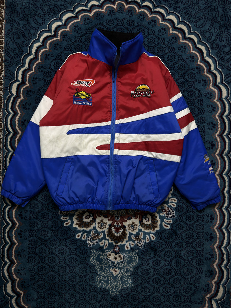 Les Broderies Blue & Red Racing Jacket Distressed - L