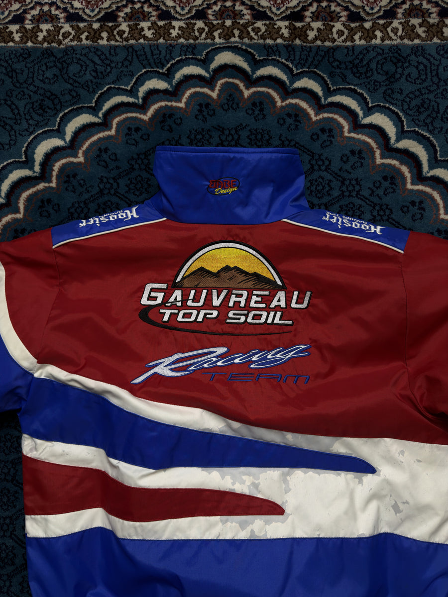 Les Broderies Blue & Red Racing Jacket Distressed - L