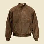 Roundtree & Yorke Brown Suede Bomber Jacket - L
