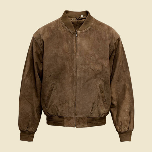 Roundtree & Yorke Brown Suede Bomber Jacket - L
