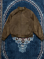 Roundtree & Yorke Brown Suede Bomber Jacket - L