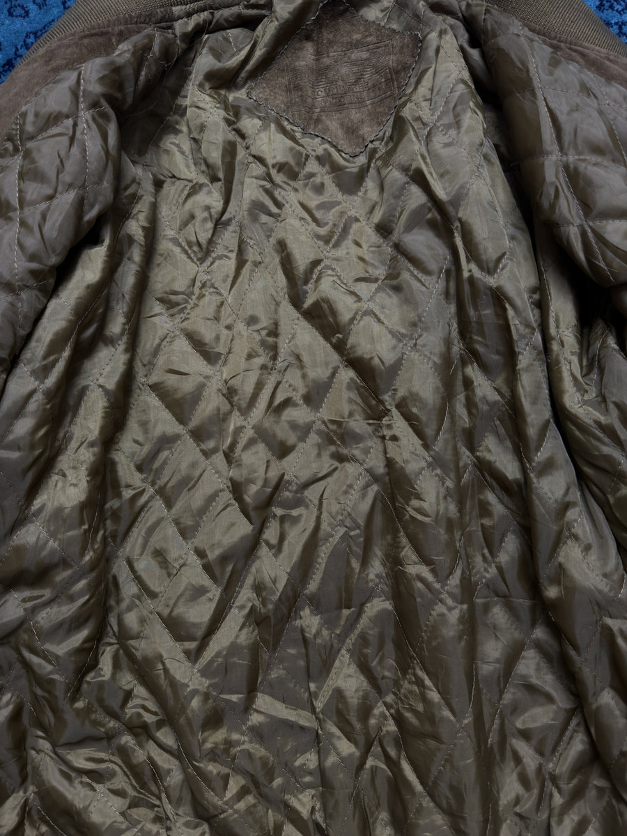 Roundtree & Yorke Brown Suede Bomber Jacket - L