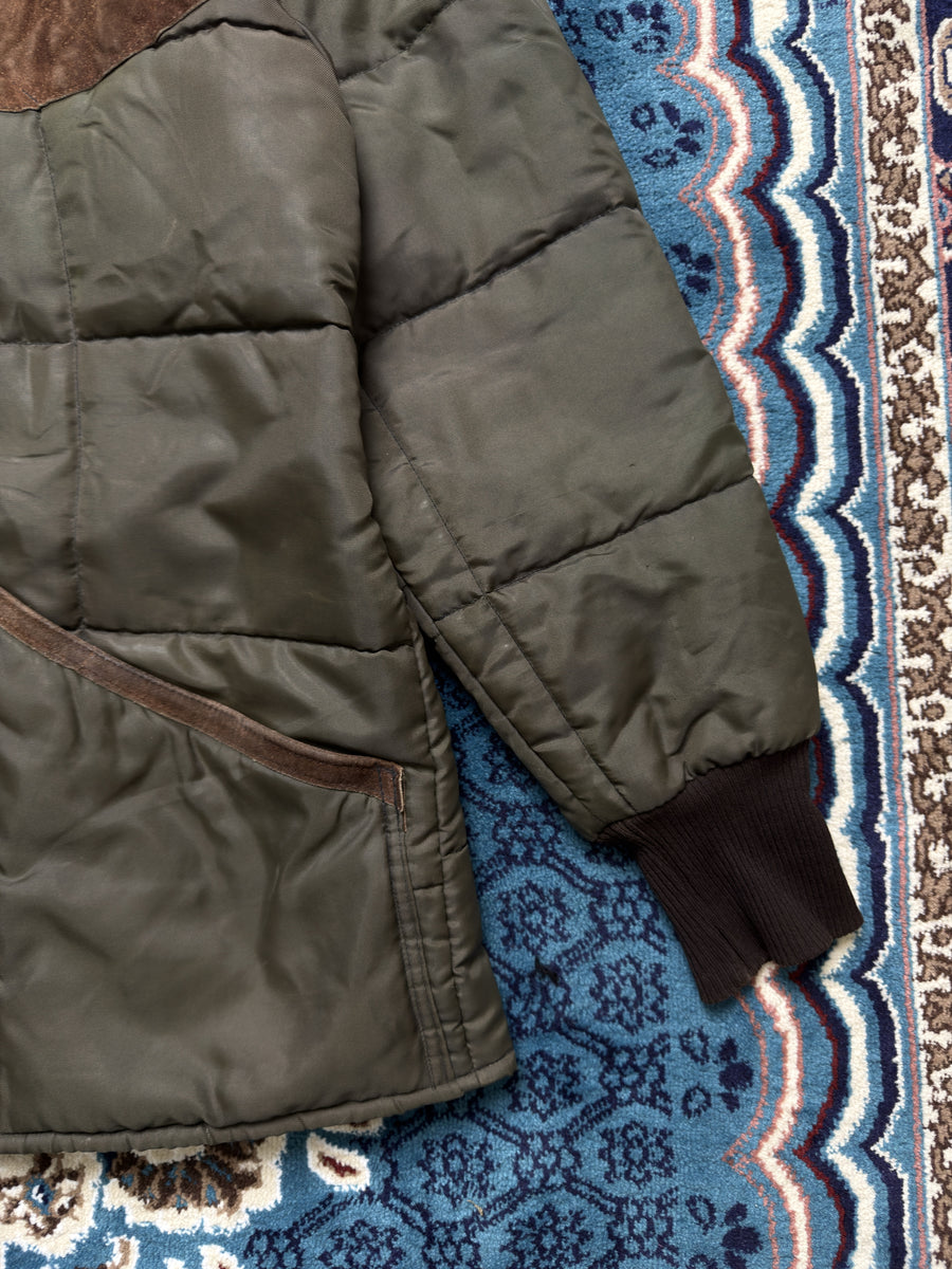Vintage Olive Green Quilted Jacket - L