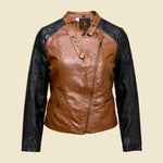 Dollhouse Brown & Black Faux Leather Biker Jacket - S/M
