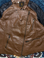 Dollhouse Brown & Black Faux Leather Biker Jacket - S/M