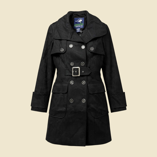 Green with Envy Black Double Breasted Coat - M
