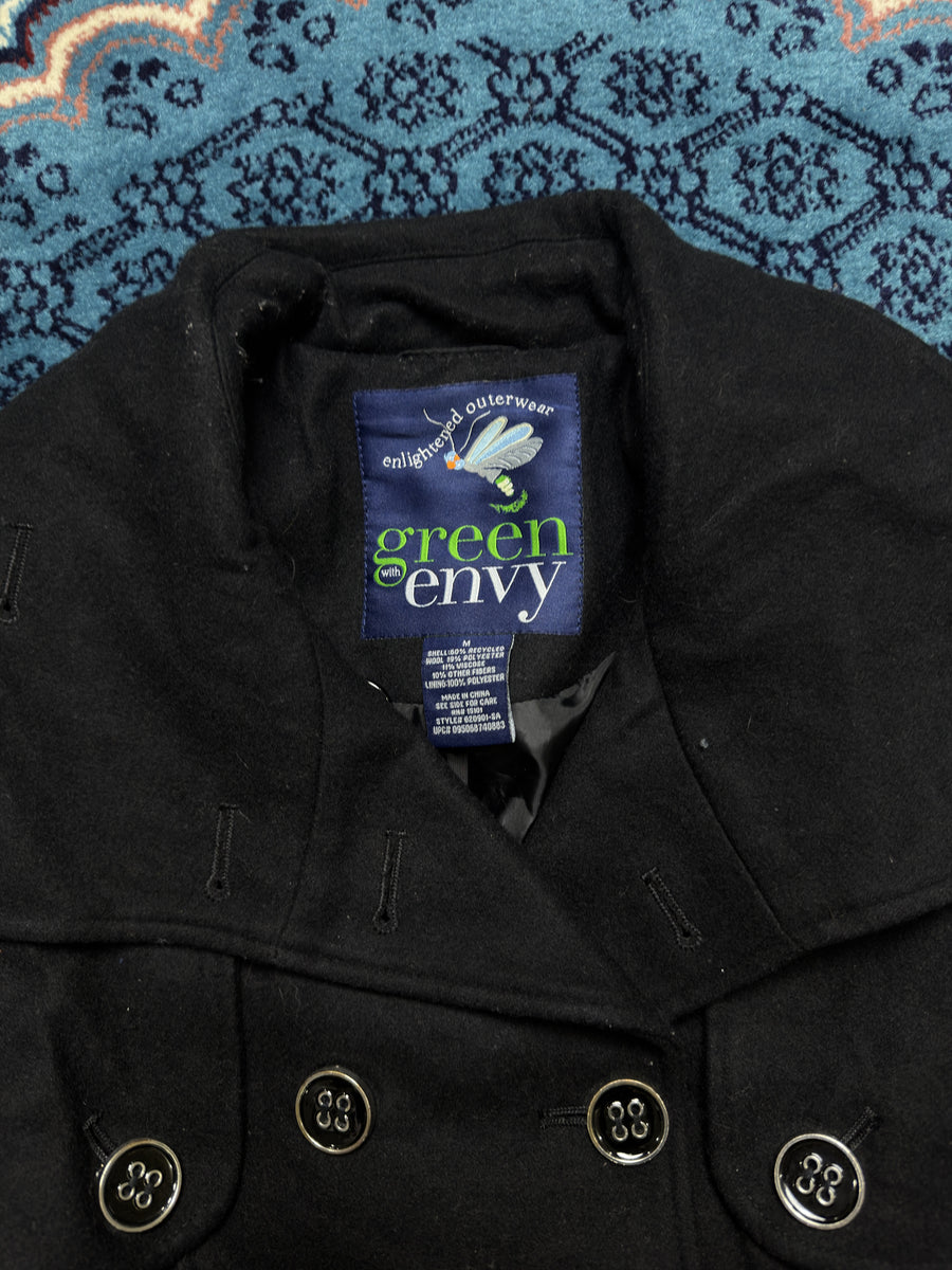 Green with Envy Black Double Breasted Coat - M