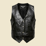 Biker's Club Black Leather Vest - 2XL