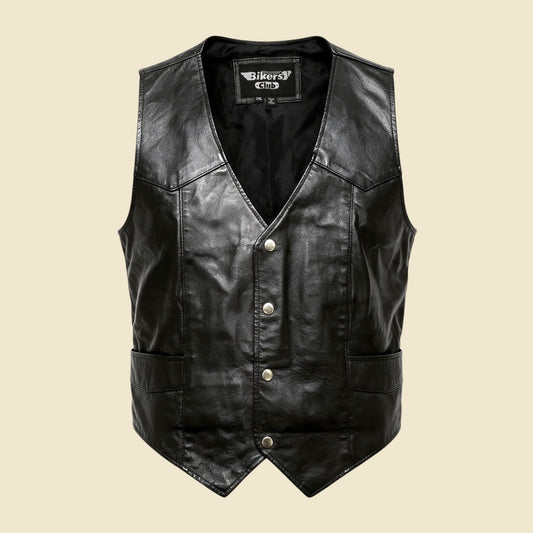 Biker's Club Black Leather Vest - 2XL