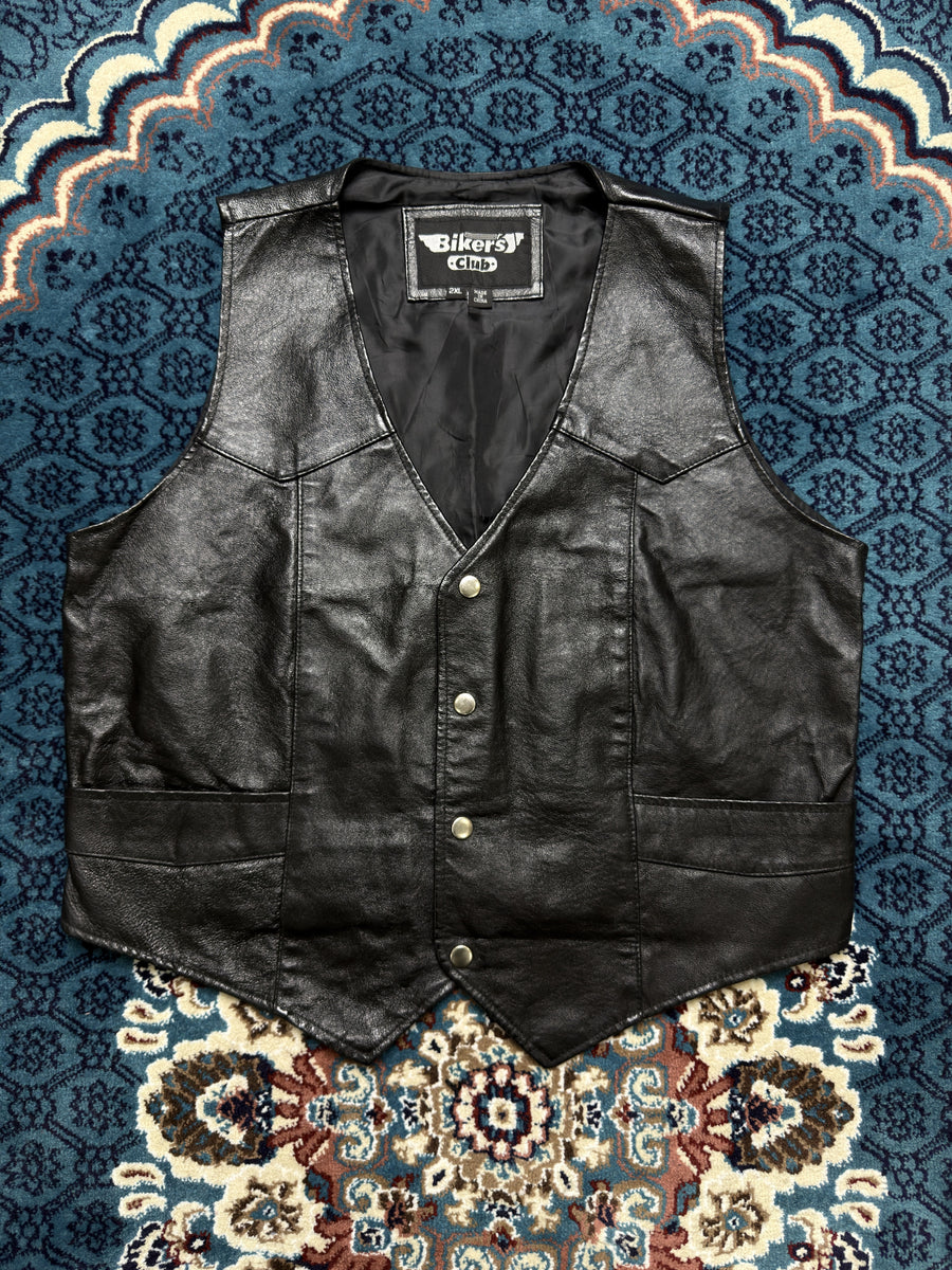 Biker's Club Black Leather Vest - 2XL