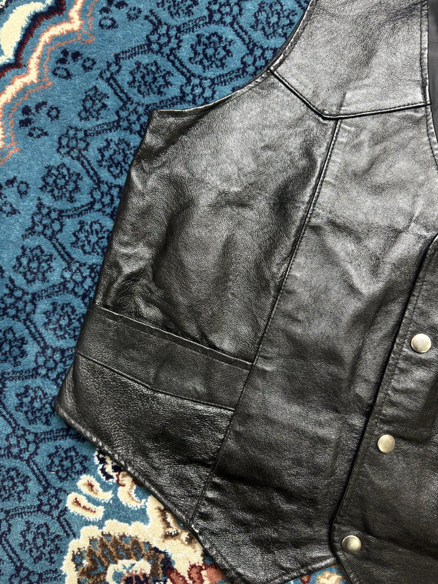 Biker's Club Black Leather Vest - 2XL