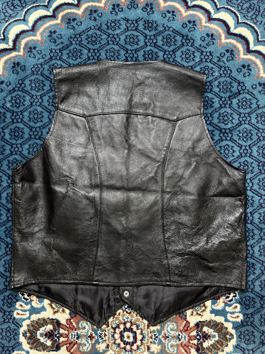 Biker's Club Black Leather Vest - 2XL