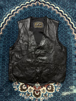 M. Serafino Black Leather Vest - 1XT