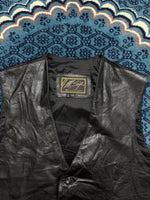 M. Serafino Black Leather Vest - 1XT