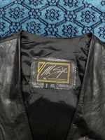 M. Serafino Black Leather Vest - 1XT