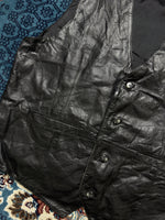 M. Serafino Black Leather Vest - 1XT