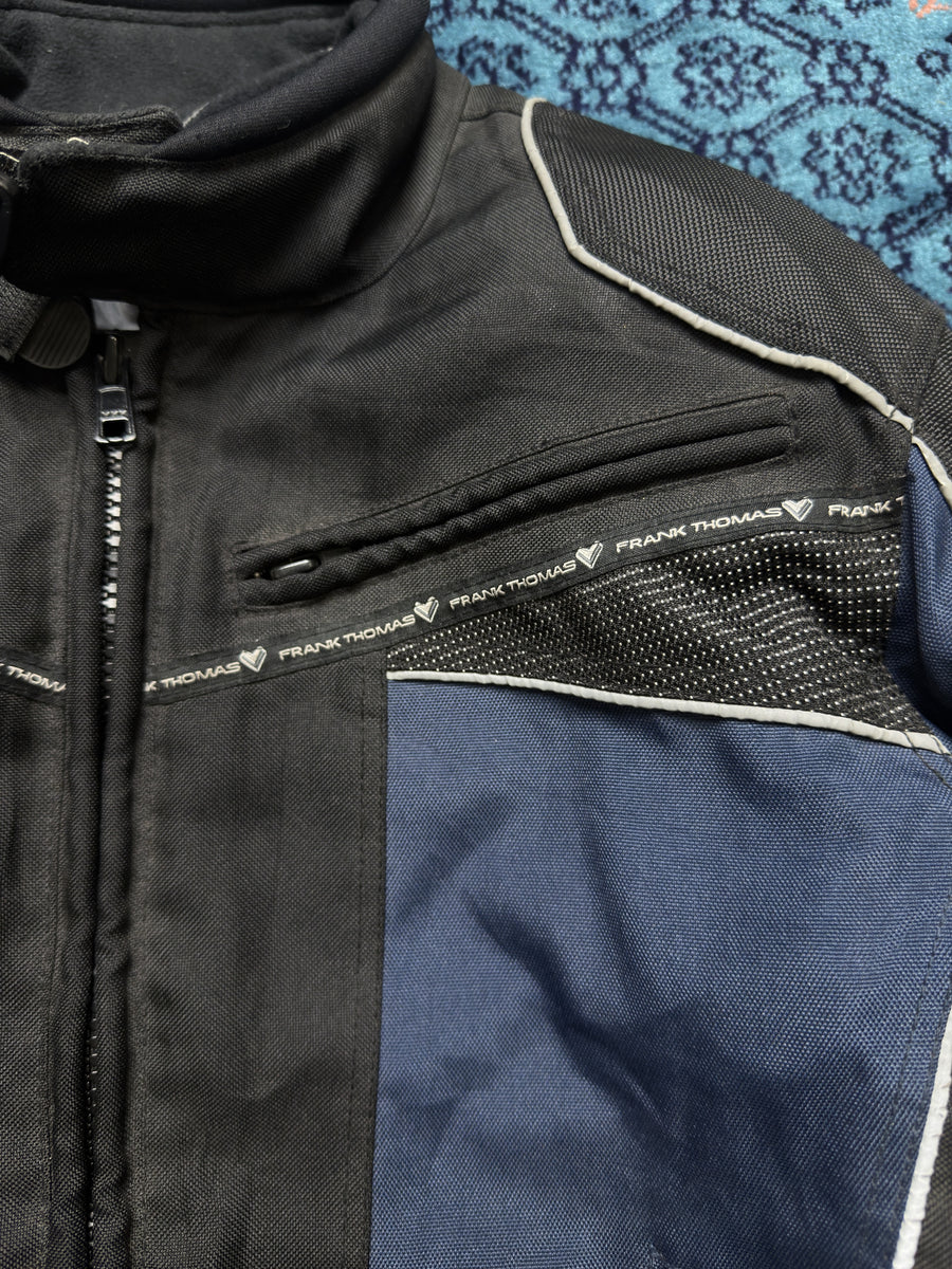 Frank Thomas Aqua Pore Advanced Black & Blue Biker Jacket - LS