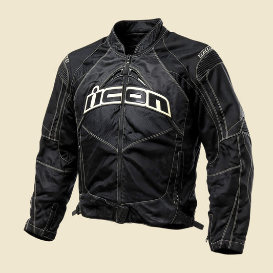 Icon Contra Black Biker Jacket - L
