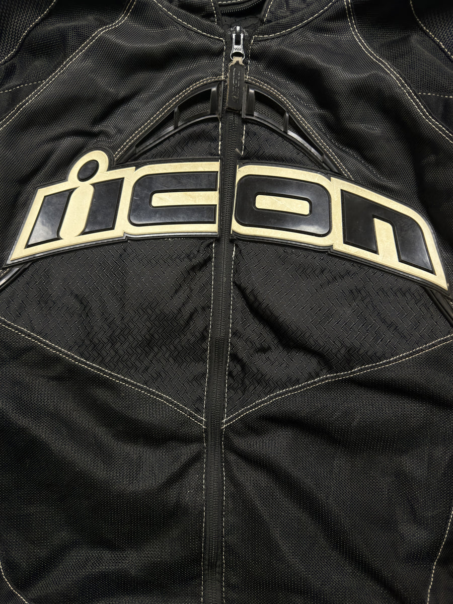 Icon Contra Black Biker Jacket - L
