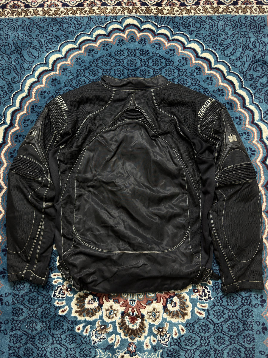 Icon Contra Black Biker Jacket - L