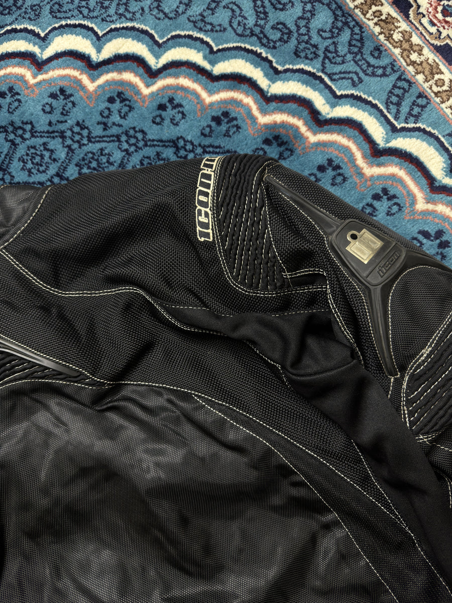 Icon Contra Black Biker Jacket - L