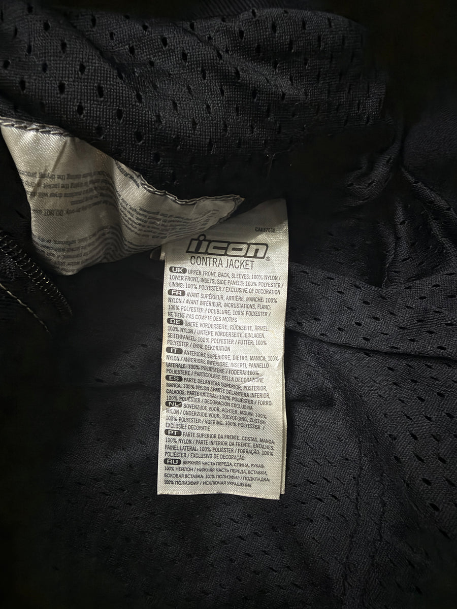 Icon Contra Black Biker Jacket - L