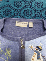 Croft & Barrow Blue Snowman Zipper Petite - M