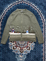 Croft & Barrow Green Snowman Zipper - M