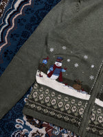 Croft & Barrow Green Snowman Zipper - M