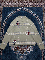 Croft & Barrow Light Green Snowman Zipper - L