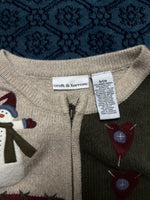 Croft & Barrow Beige Snowman Zipper - S