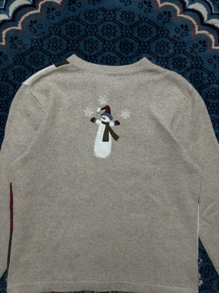 Croft & Barrow Beige Snowman Zipper - S