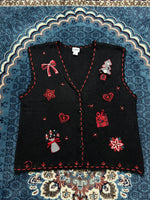 Koret Black & Red Christmas Sleeveless Cardigan - L/XL