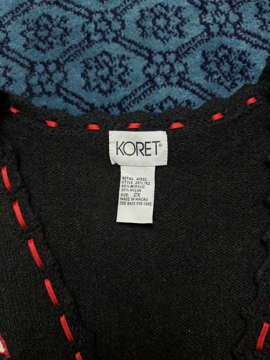 Koret Black & Red Christmas Sleeveless Cardigan - L/XL