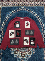 Croft & Barrow Maroon Snowman Zipper - L