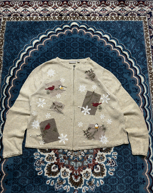 Croft & Barrow Khaki Patterned Zipper - L