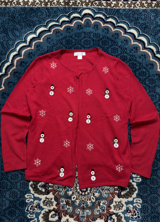 Christopher & Banks Red Christmas Cardigan - M