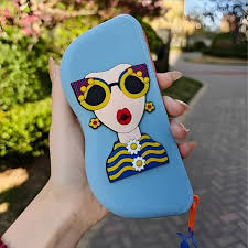 cute silicone sunglasses case featuring a pop-art character