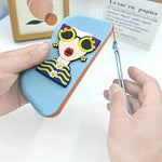 cute silicone sunglasses case featuring a pop-art character